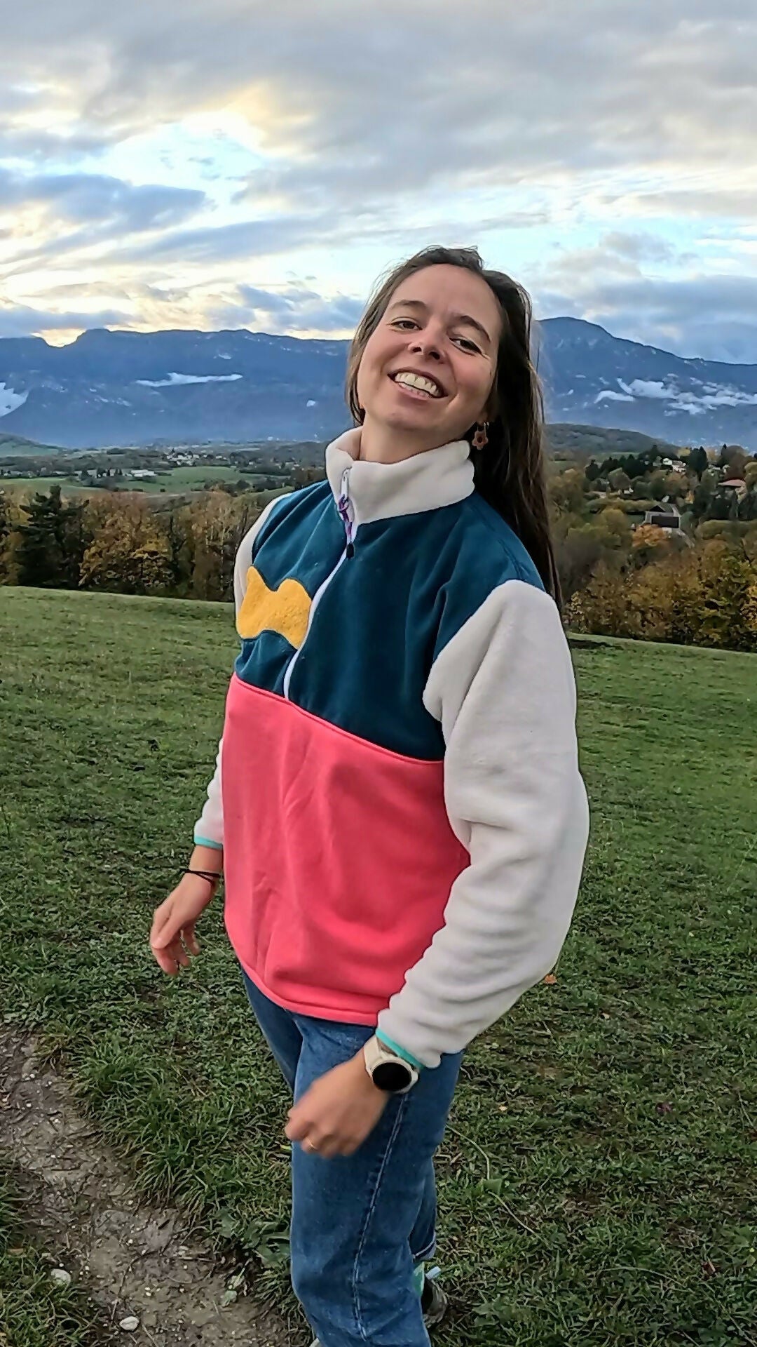 Polaire rose, bleu, jaune