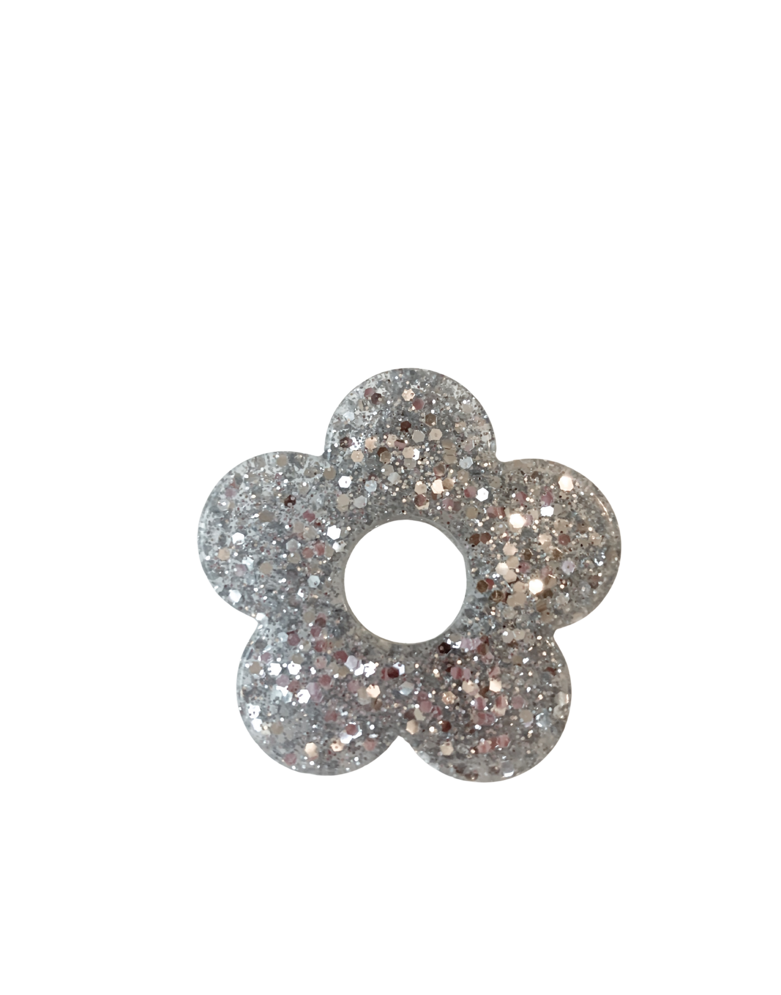 Pin's à paillettes en forme de Fleur - Argent