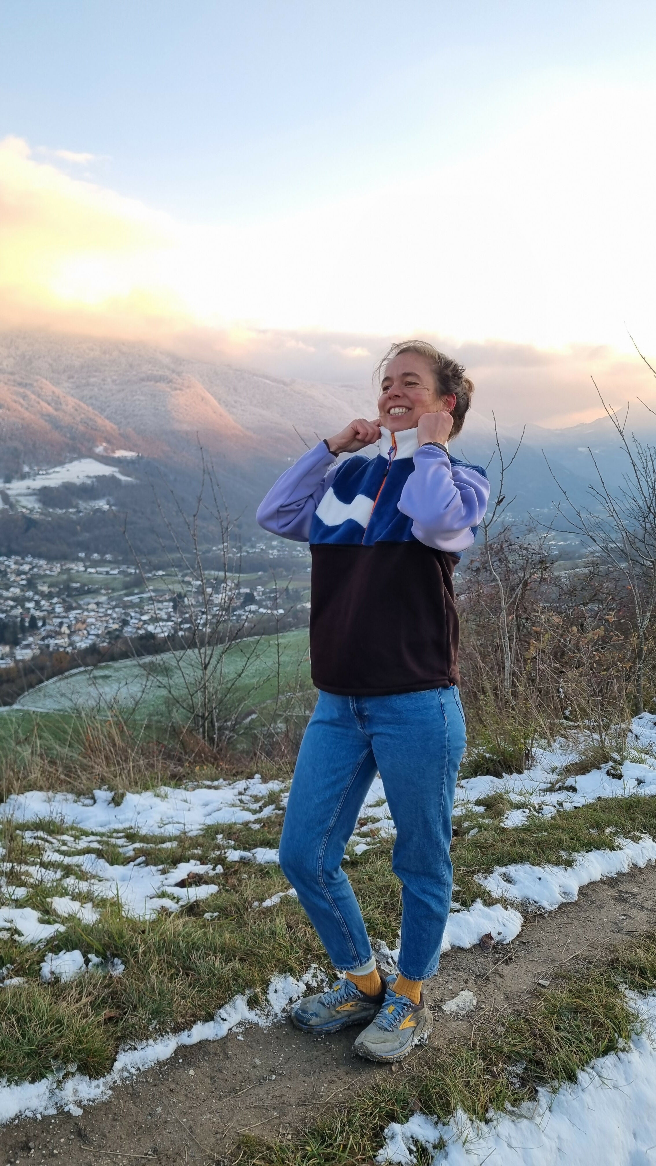 Polaire violet, marron, lilas