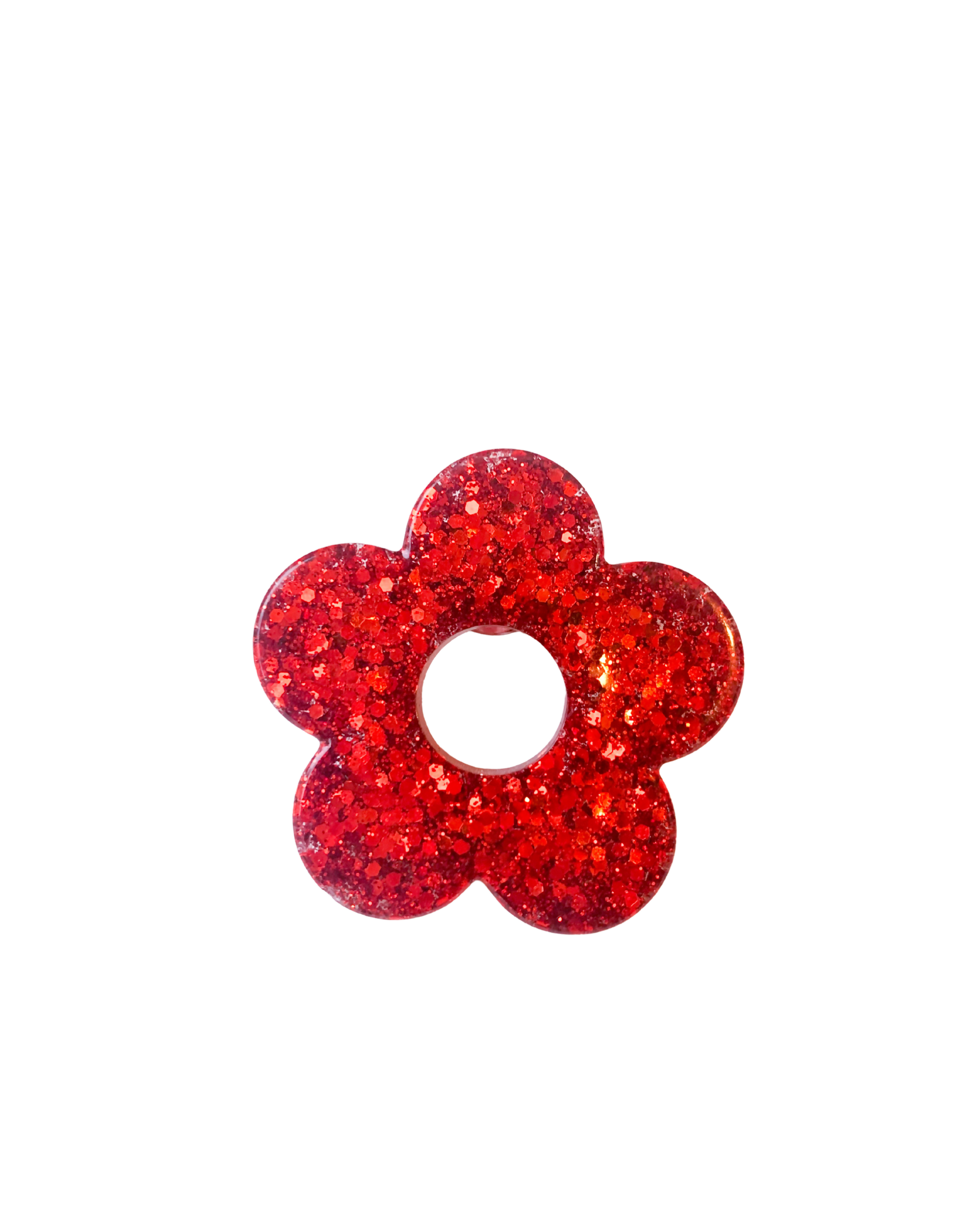 Pin's à paillettes en forme de Fleur - Rouge