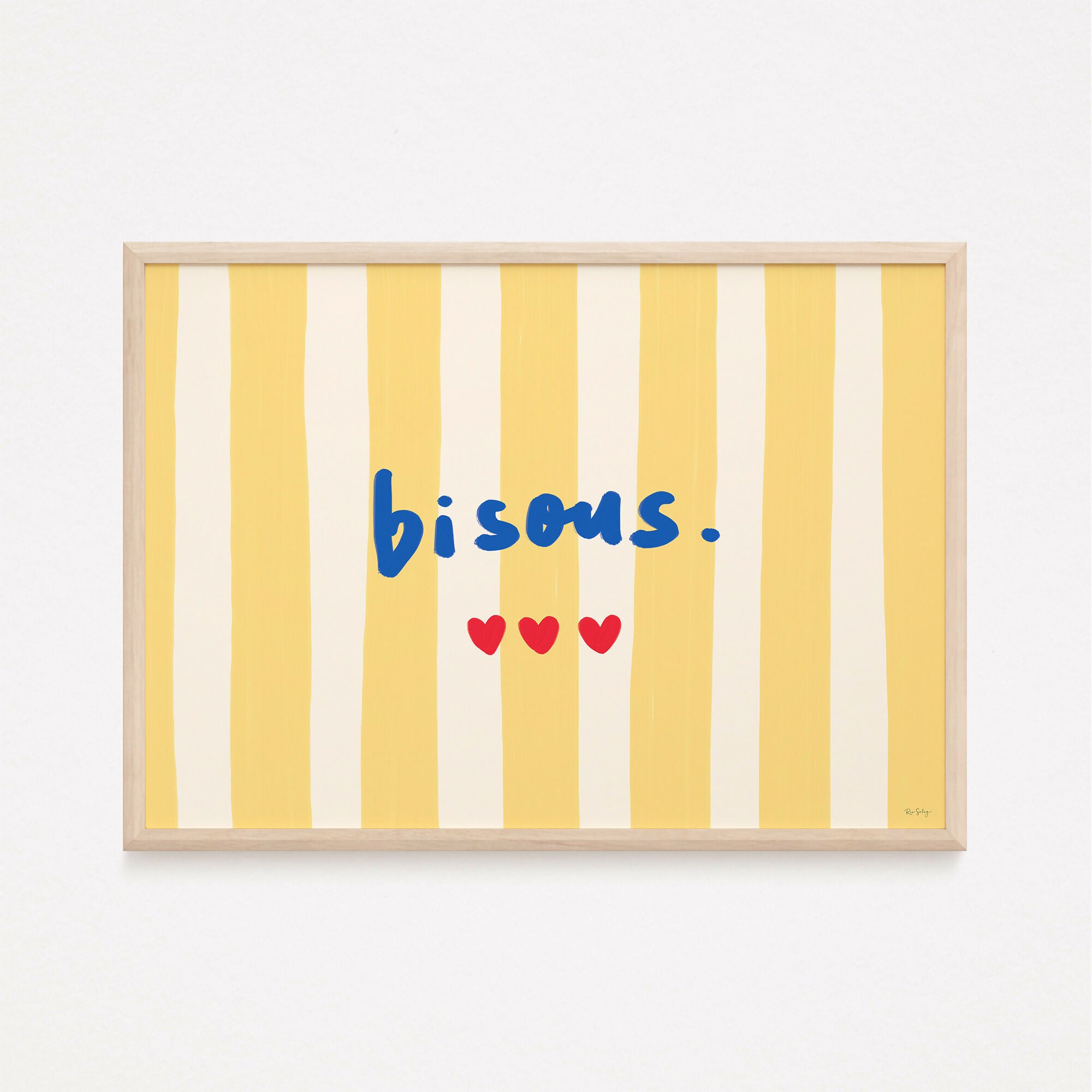 Affiche « Bisous » (jaune/bleu)