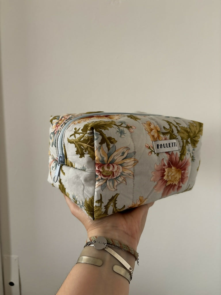 Trousse de toilette tissu vintage - pièce unique upcyclée