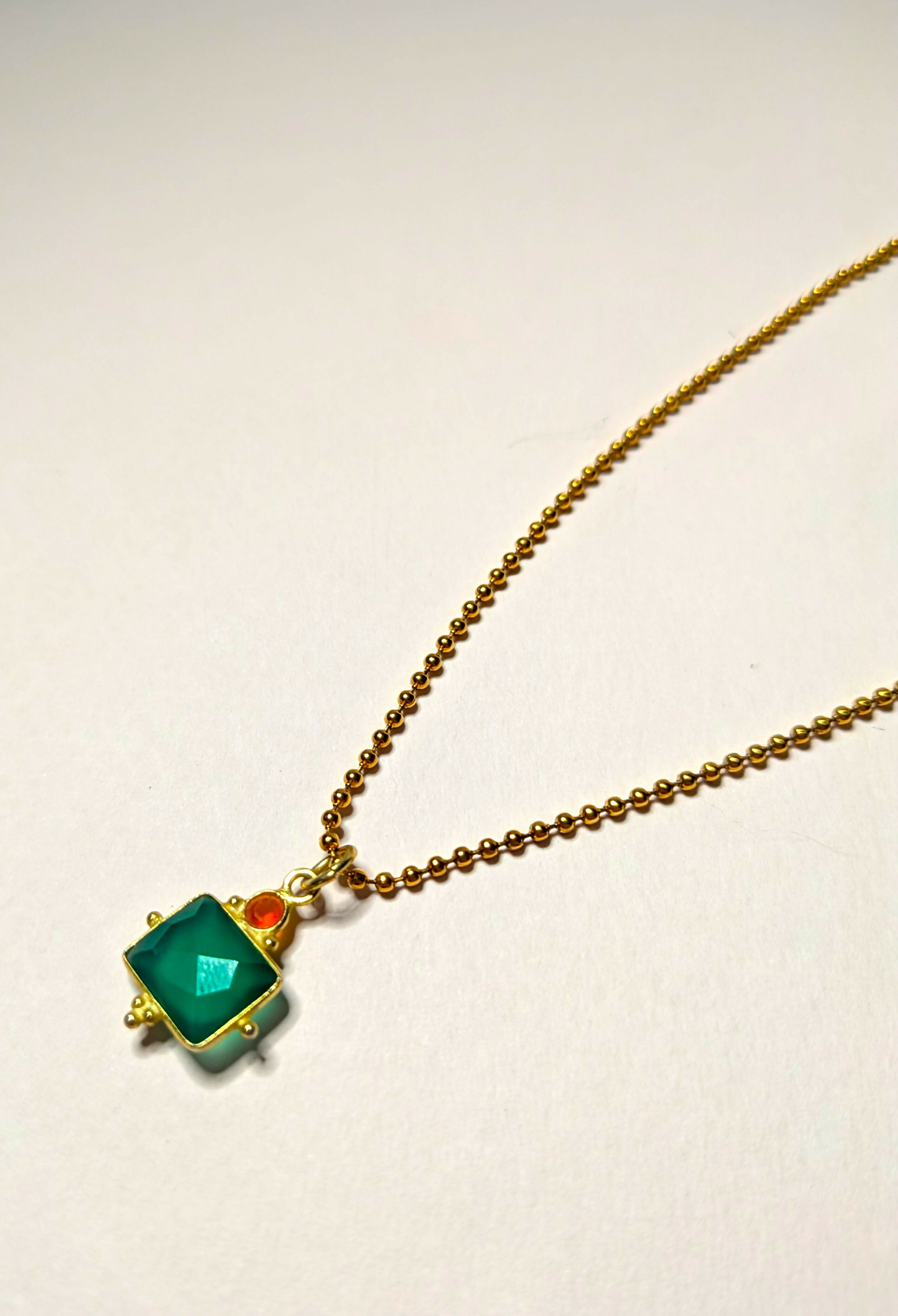 Collier grigri - onyx vert