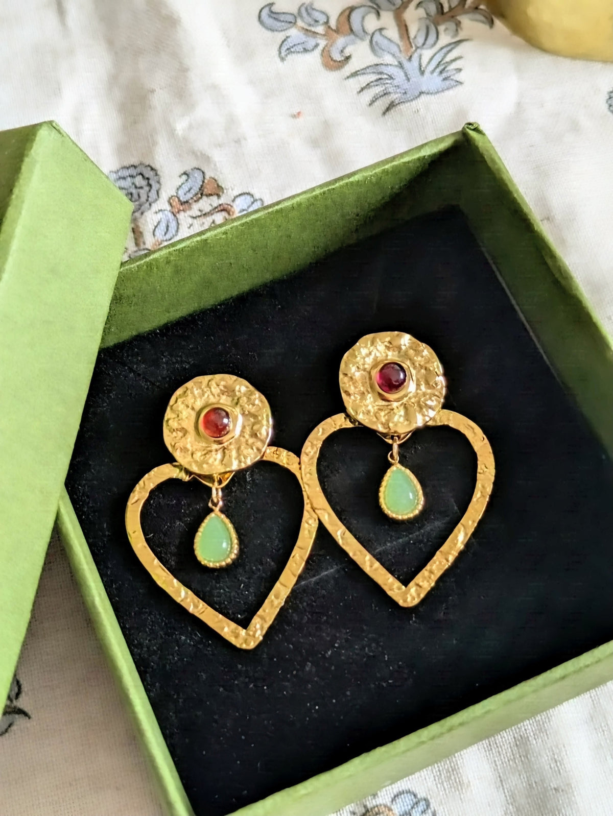 Boucles d'oreilles Debbie - aventurine et grenat