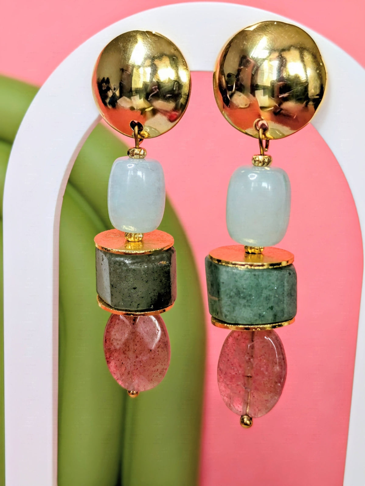 Boucles d'oreilles Nuria - quartz fraise