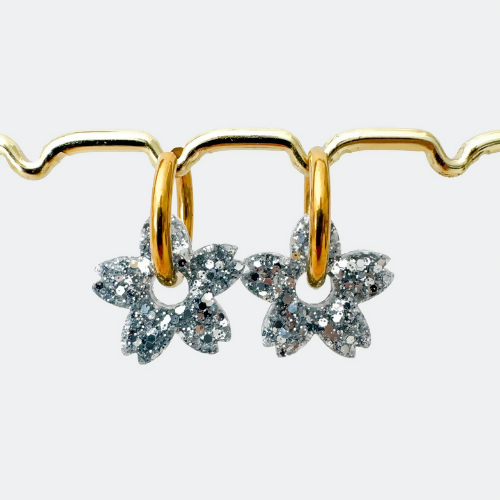 Boucles d'oreilles à paillettes - Fleur de Tiaré - Argenté