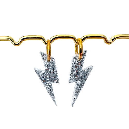 Boucles d'oreilles à paillettes - Éclairs - Argent