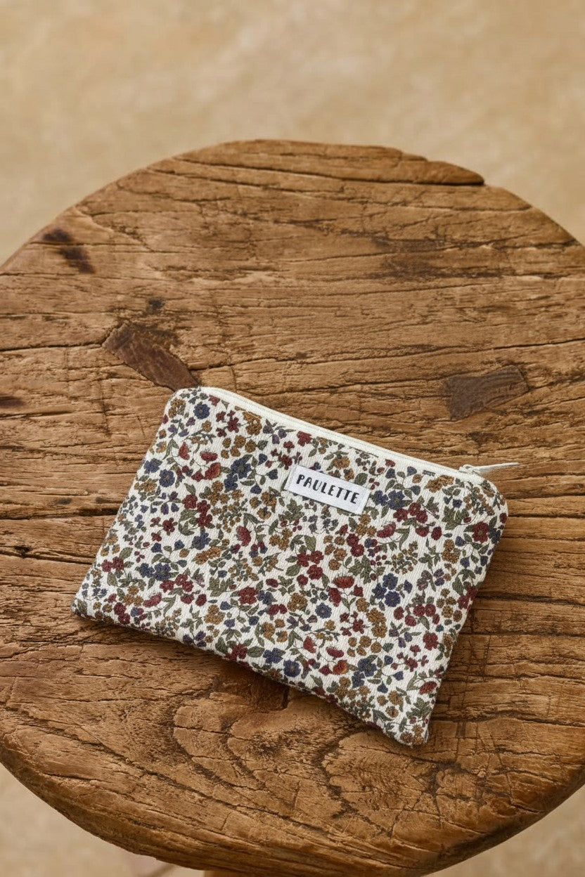 Petite pochette - velours côtelé fleuri