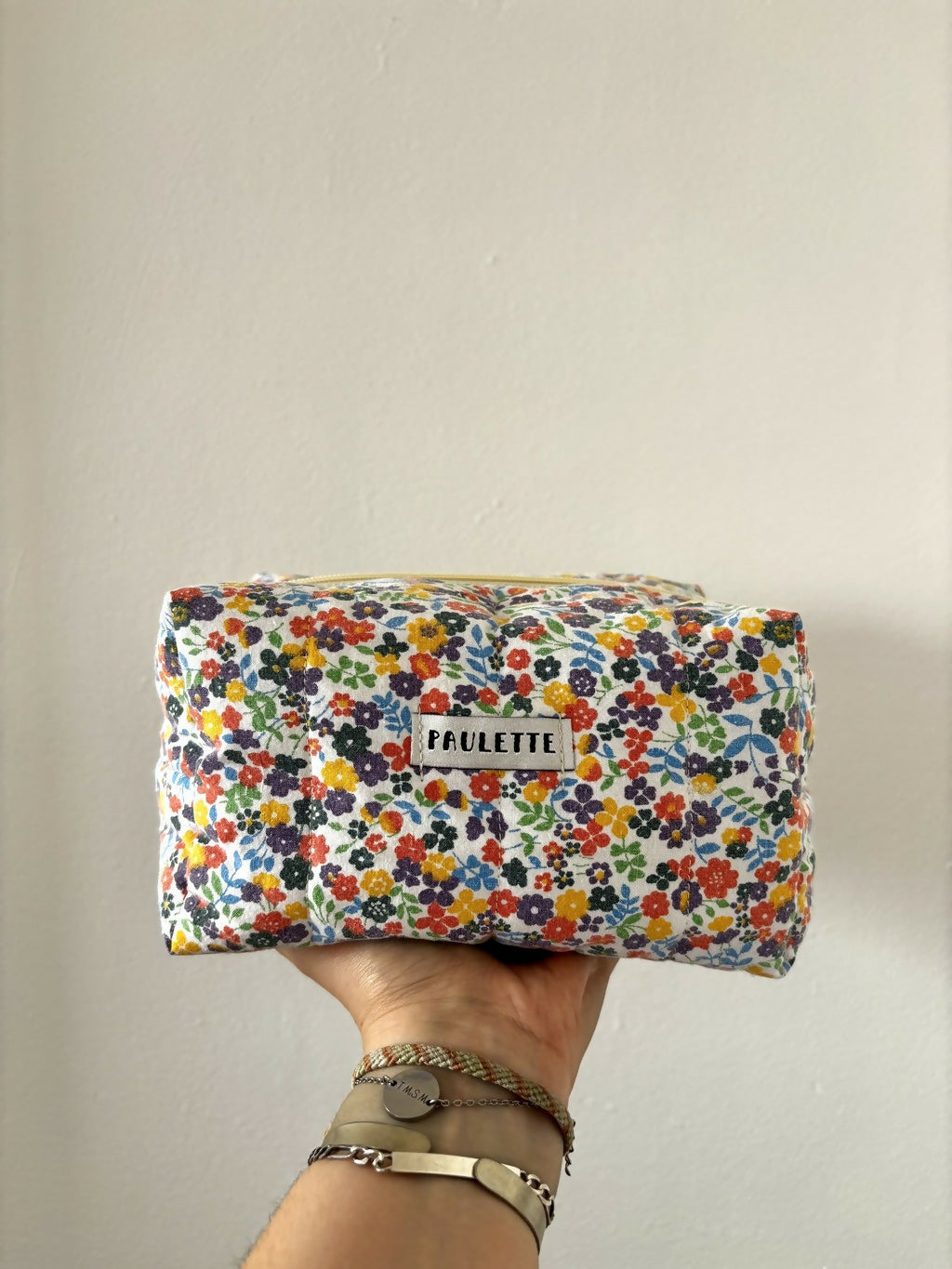 Trousse de toilette fleurs vintage - pièce unique upcyclée