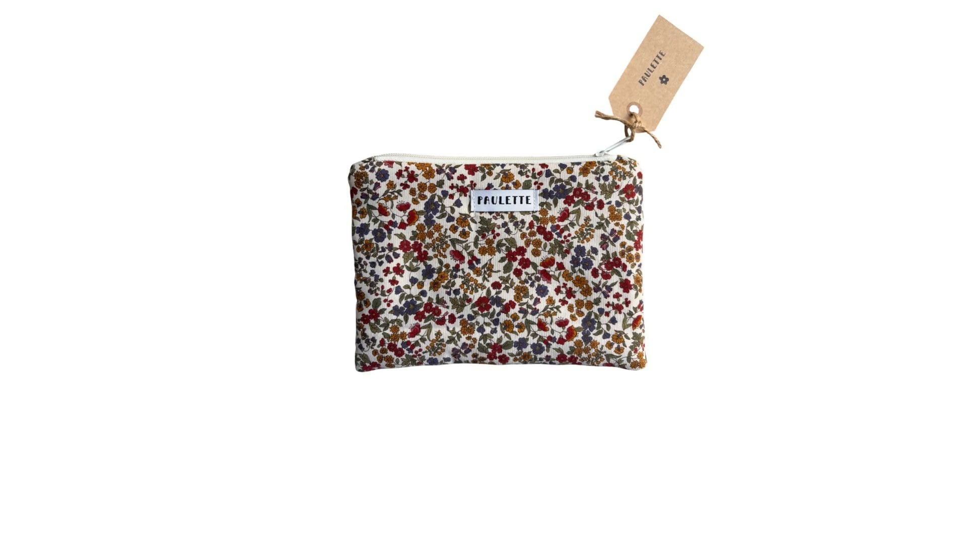 Petite pochette - velours côtelé fleuri