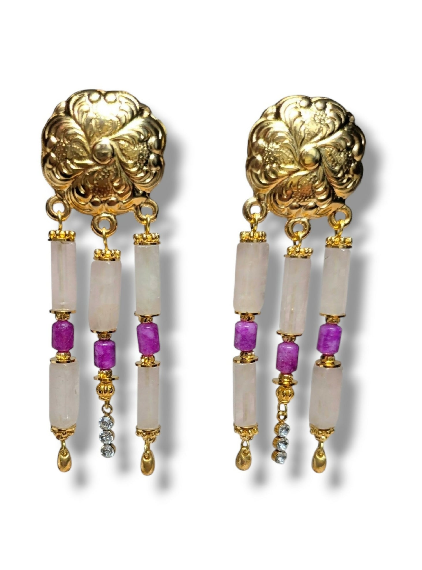 Boucles d'oreilles Esmée quartz rose