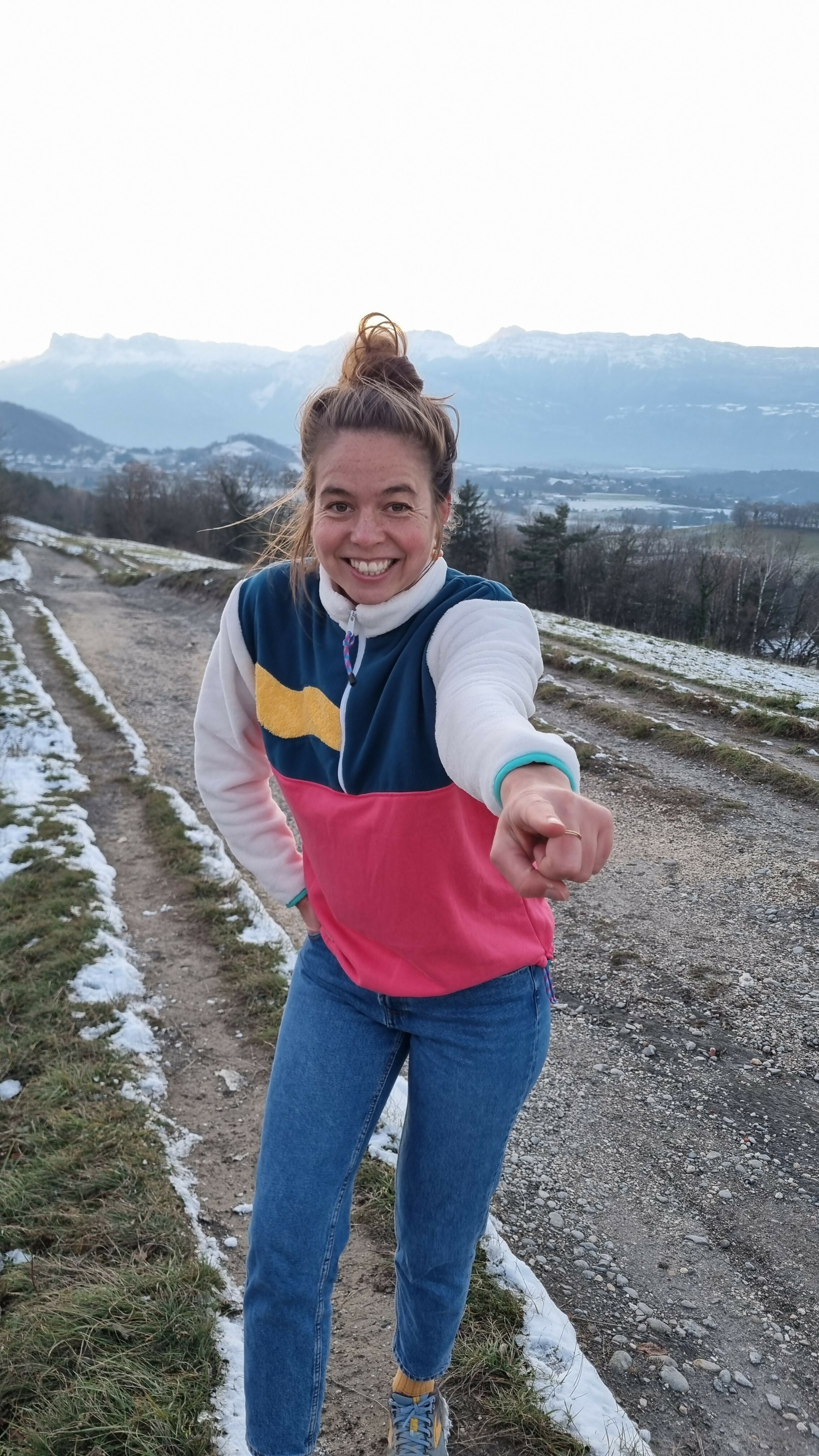 Polaire rose, bleu, jaune