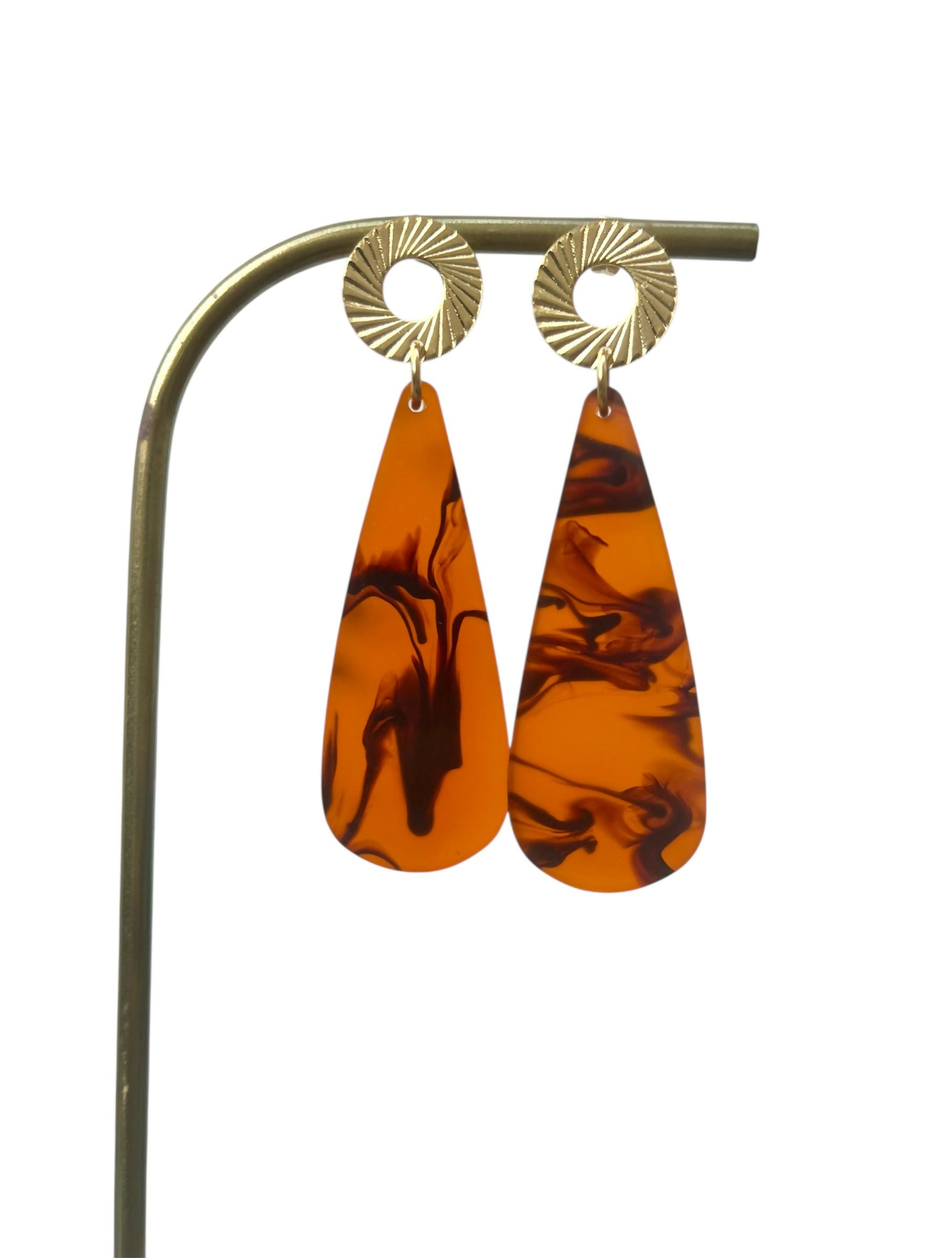 Boucles d'oreilles marbré marron