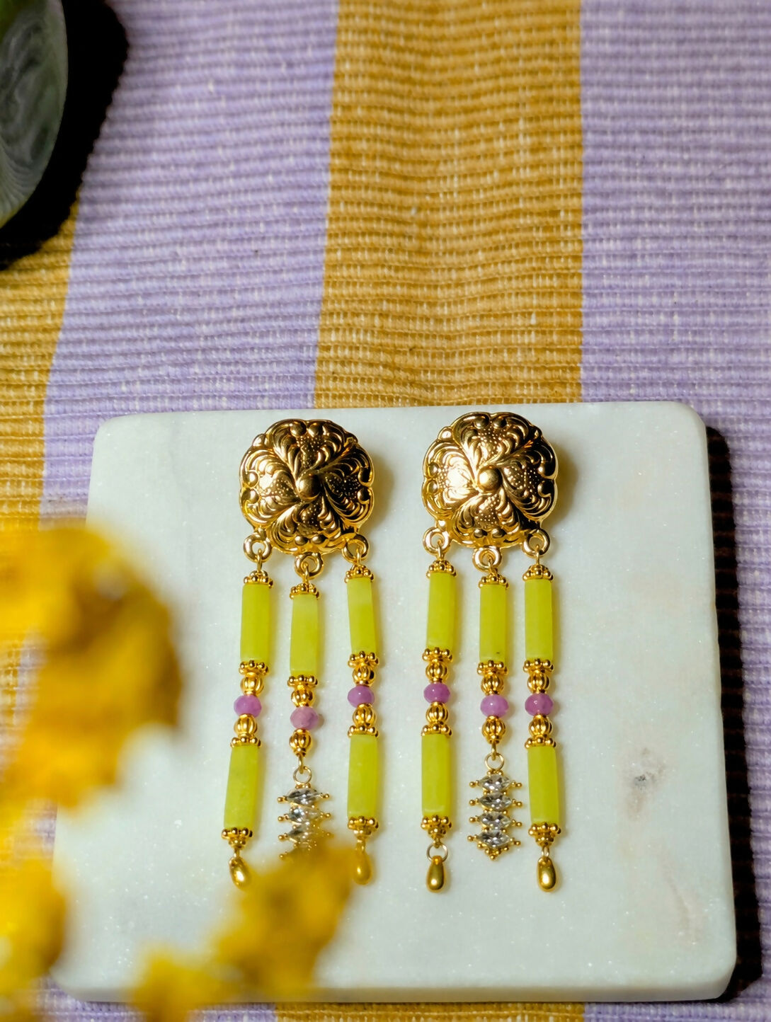 Boucles d'oreilles Esmée - jade citron