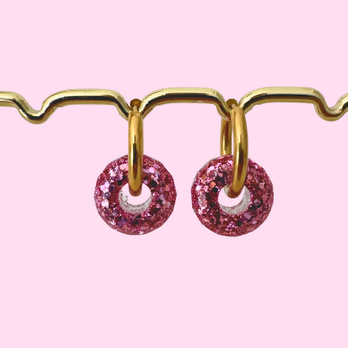 Boucles d'oreilles à paillettes - Boules - Rose
