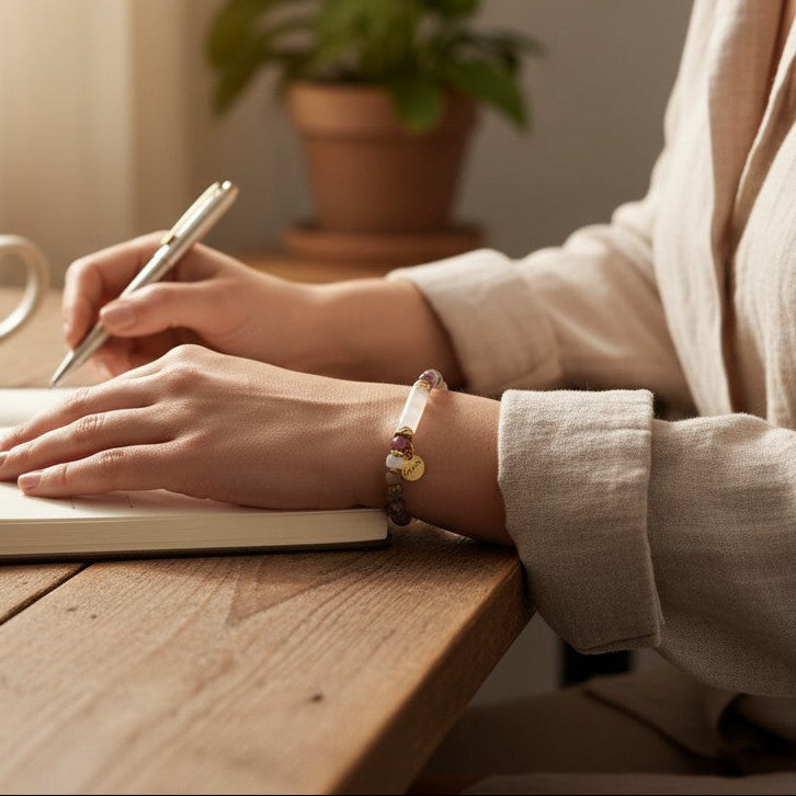 Bracelet RIYA - Quartz rose & Tourmaline multicolore