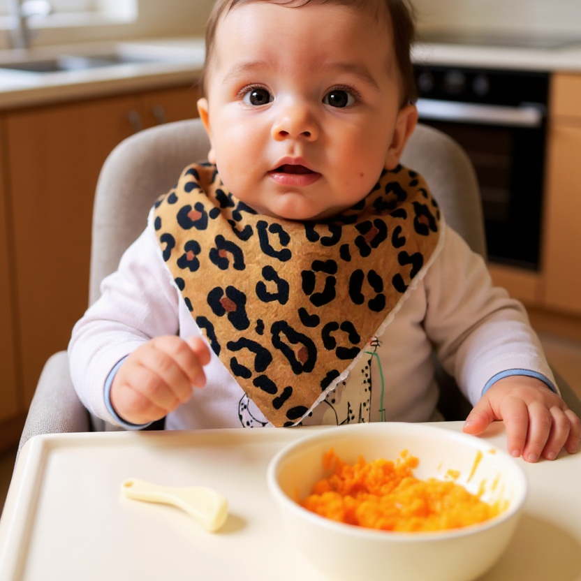 Bavoir motif léopard marron