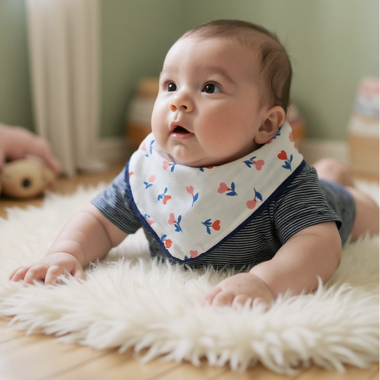 Bavoir Bandana Bouquets de Cœurs