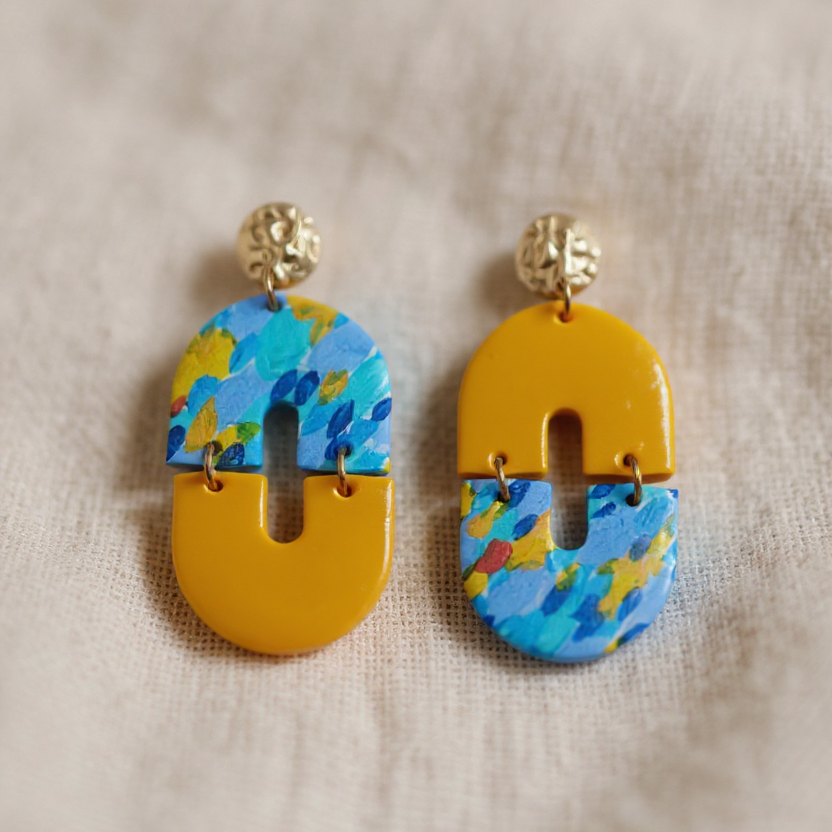 Boucles d’oreilles Janelys en cuir & design graphique