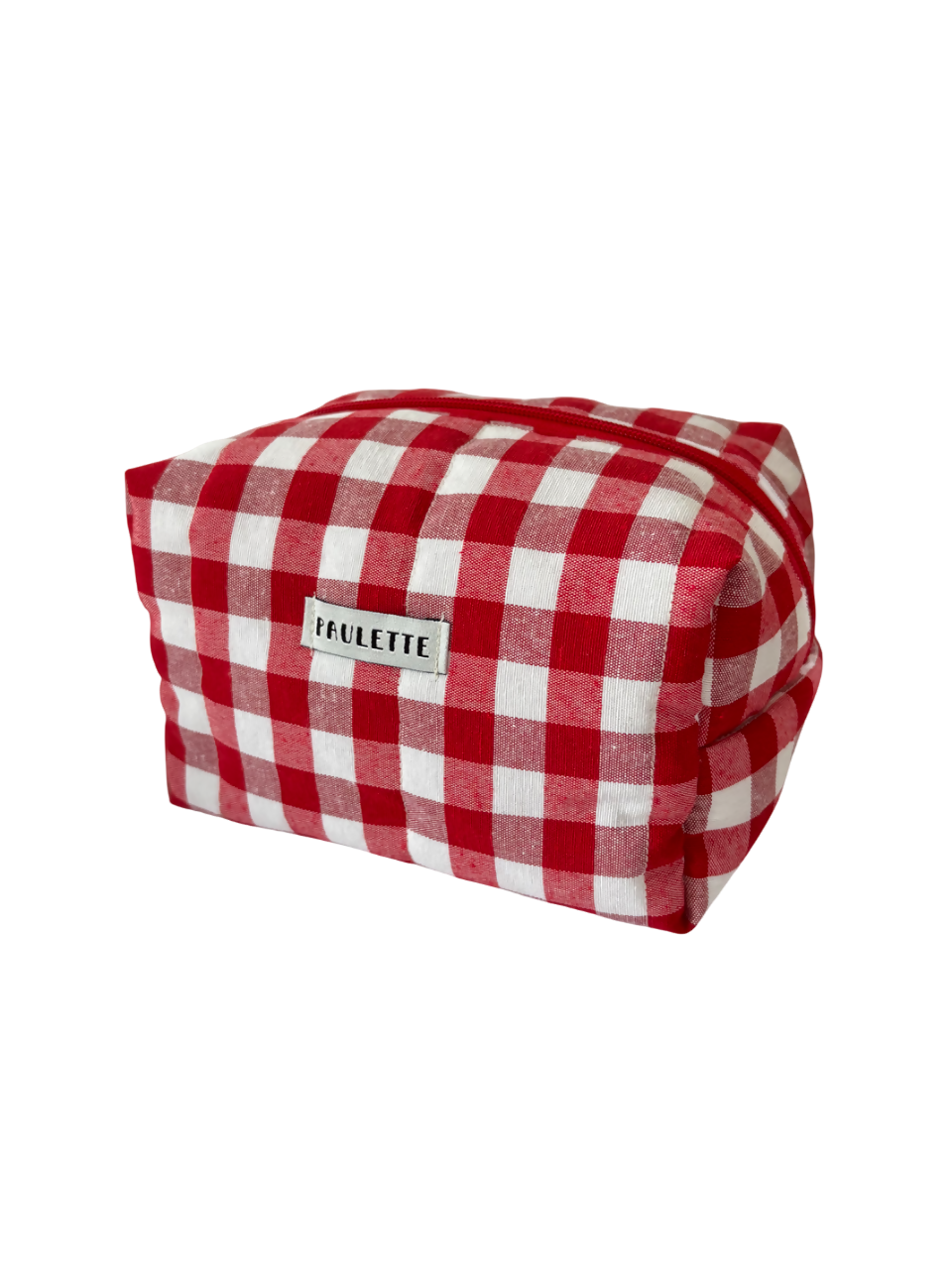 Trousse de toilette vichy rouge - pièce unique upcyclée