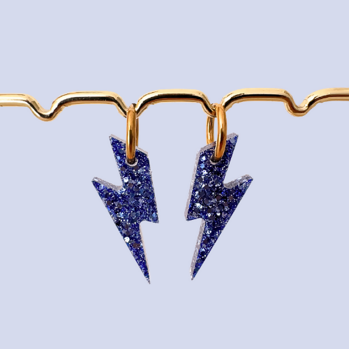 Boucles d'oreilles à paillettes - Éclairs - Bleu Glace