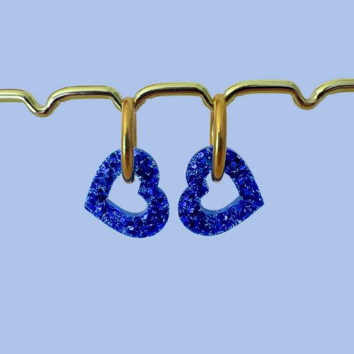 Boucles d'oreilles à paillettes - Coeur - Bleu Marrakech