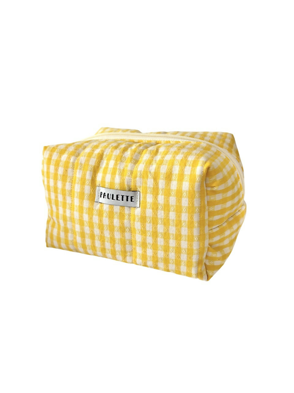 Trousse de toilette vichy jaune - pièce unique upcyclée