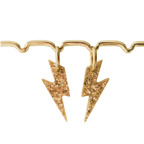 Boucles d'oreilles à paillettes - Éclairs - Doré