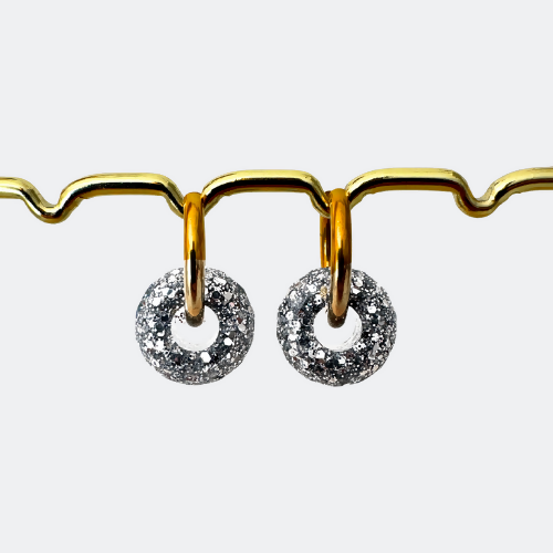 Boucles d'oreilles à paillettes - Boules - Argentée
