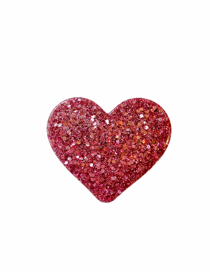 Pin's/Broche en forme de cœur à paillettes- rose
