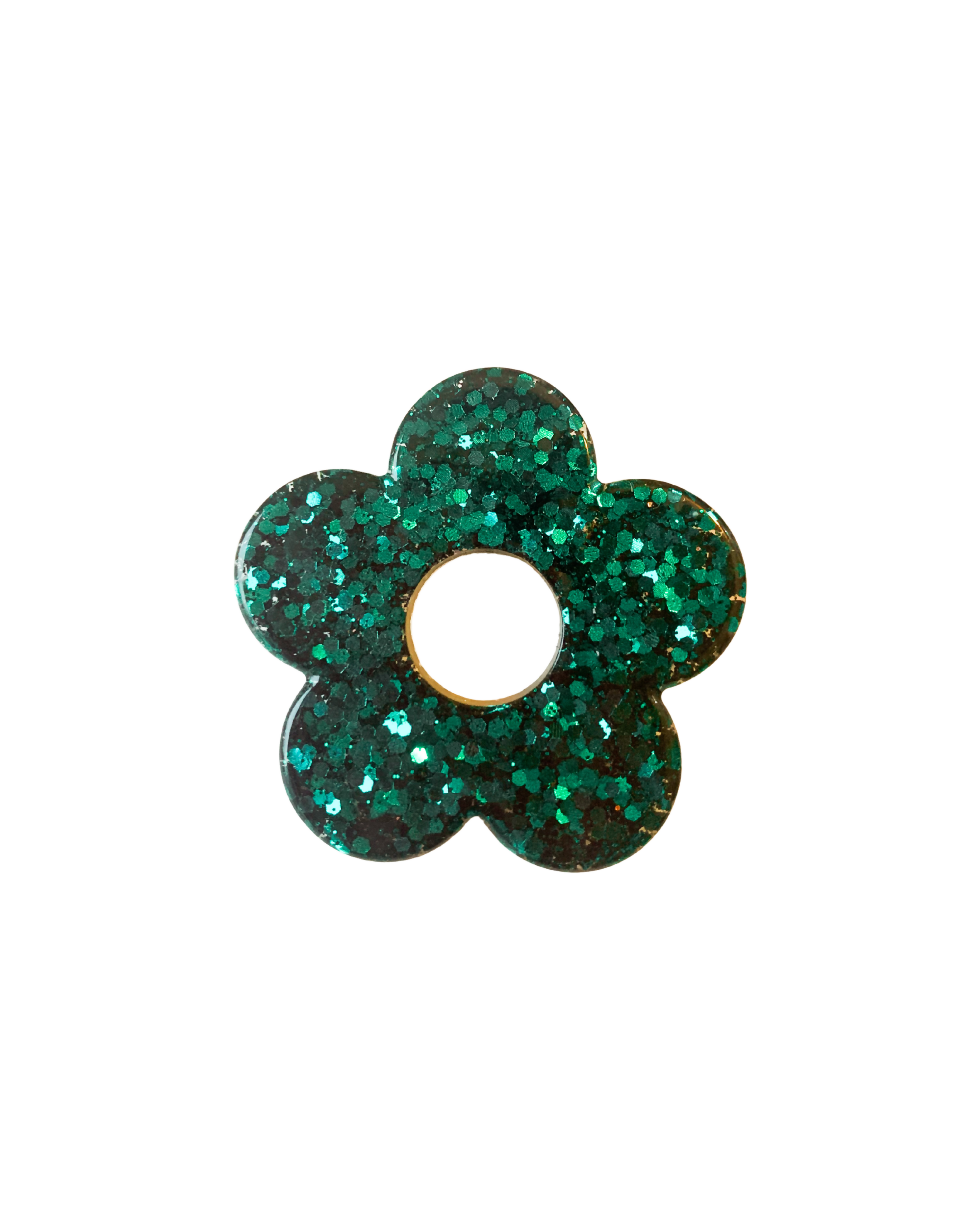 Pin's à paillettes en forme de Fleur - Emeraude