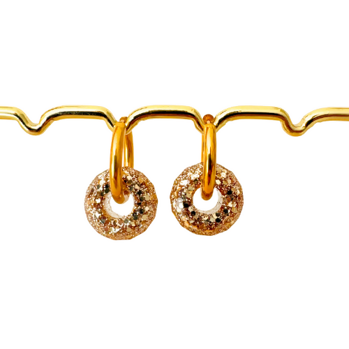 Boucles d'oreilles à paillettes - Boules - Dorée