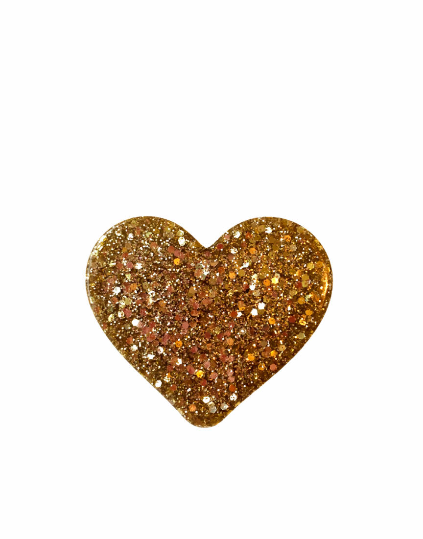 Pin's/Broche en forme de cœur à paillettes - Doré