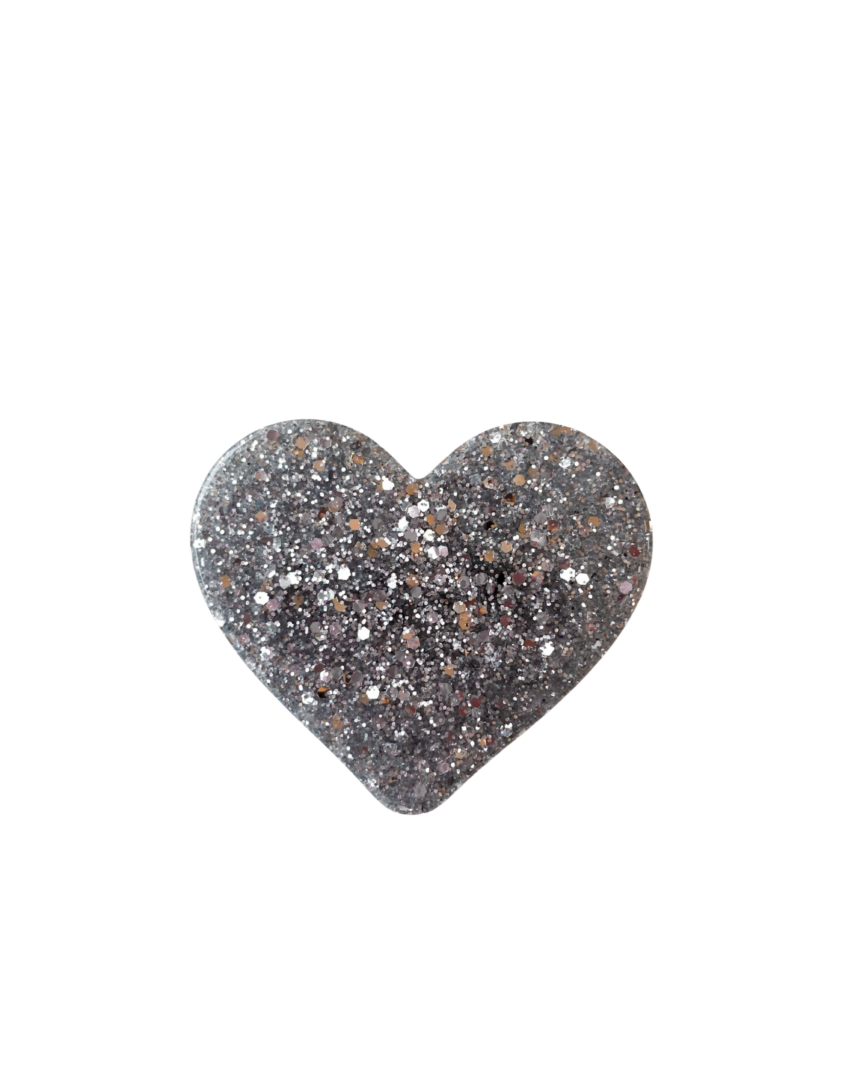 Pin's/Broche à paillettes en forme de Coeur - Argent