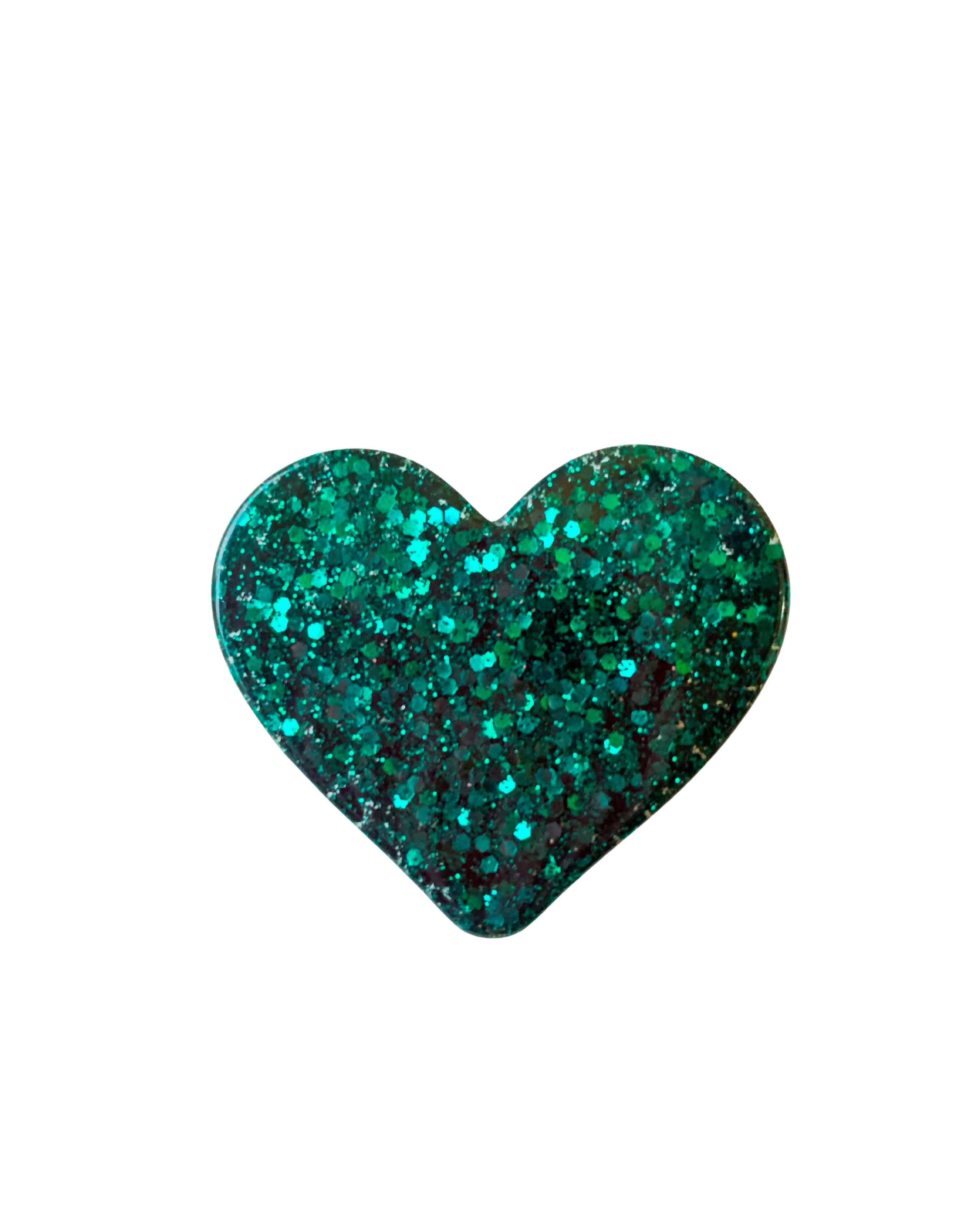 Pin's/Broche à paillettes en forme de Coeur -Emeraude