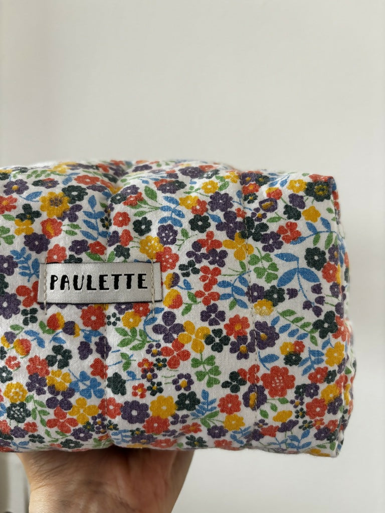 Trousse de toilette fleurs vintage - pièce unique upcyclée
