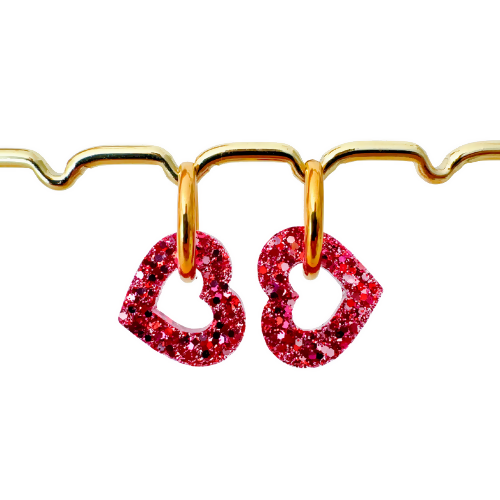 Boucles d'oreilles à paillettes - Coeur - Mélange Rose