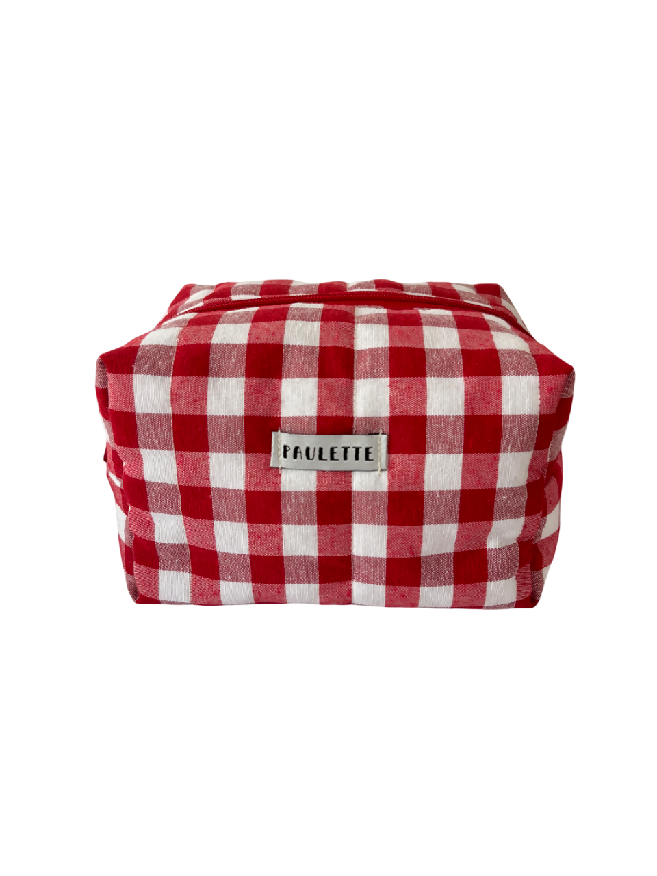 Trousse de toilette vichy rouge - pièce unique upcyclée