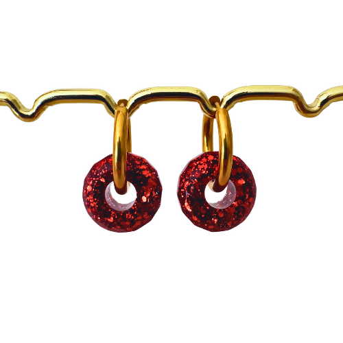 Boucles d'oreilles à paillettes - Boules - Rouge