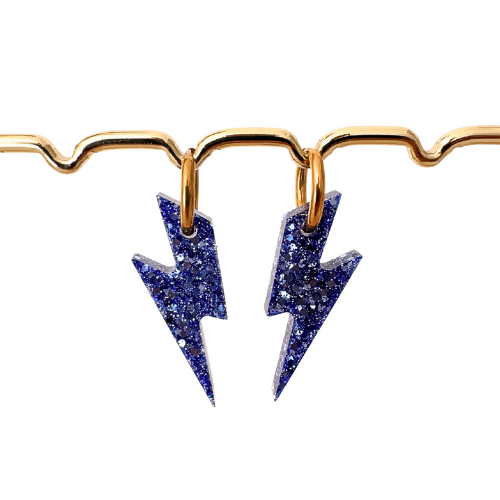 Boucles d'oreilles à paillettes - Éclairs - Bleu Glace