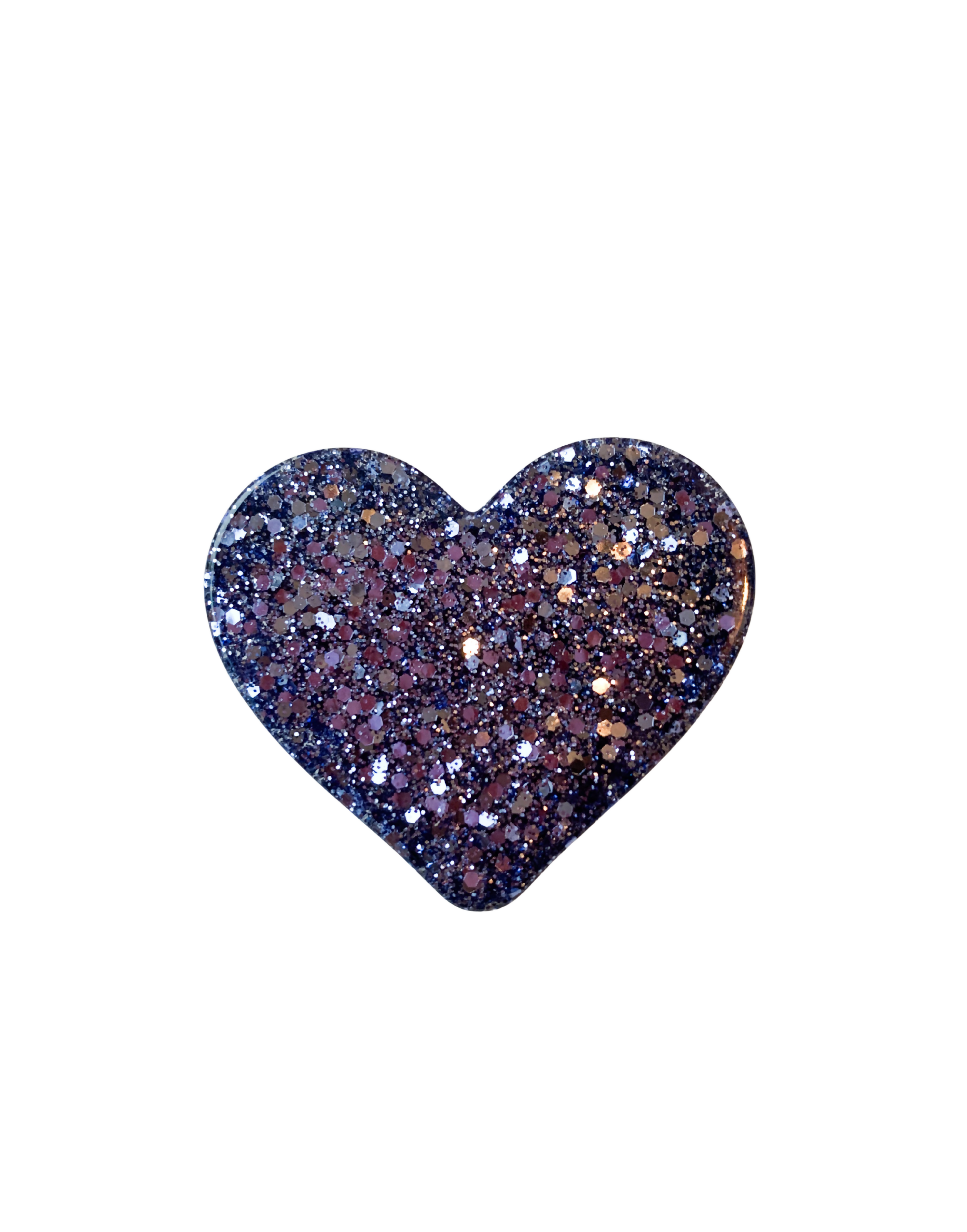 Pin's/Broche à paillettes en forme de Coeur - Bleu Glace