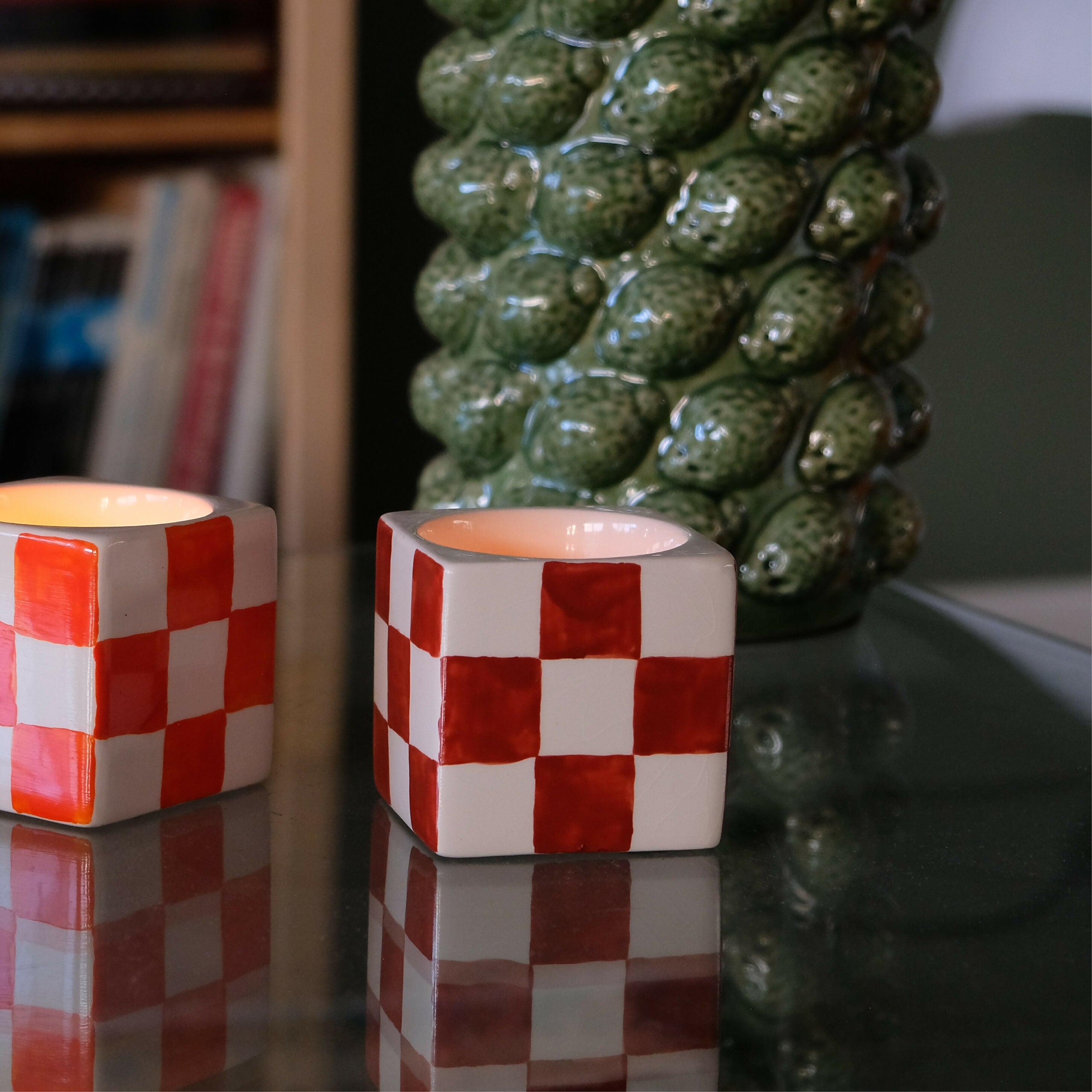 Bougeoir à motif damier